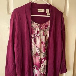 Alfred Dunner 2-in-1 sweater and shell w/ accent